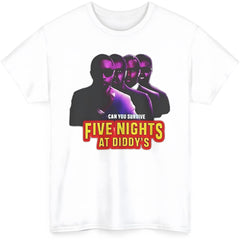 Funny Five Nights at Diddy's House Tee, Meme Shirt, Novelty Graphic Tee, Gift for Gamer, Pop Culture Shirt White