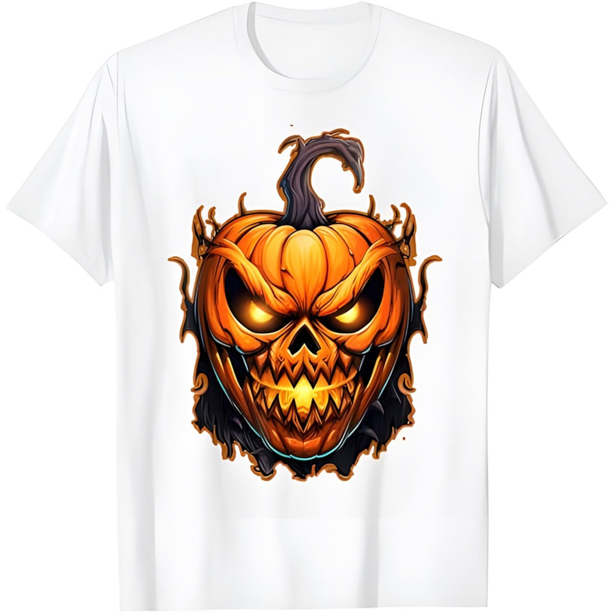 Funny Fall Autumn Halloween Scary Pumpkin Lazy Costume T-Shirt1