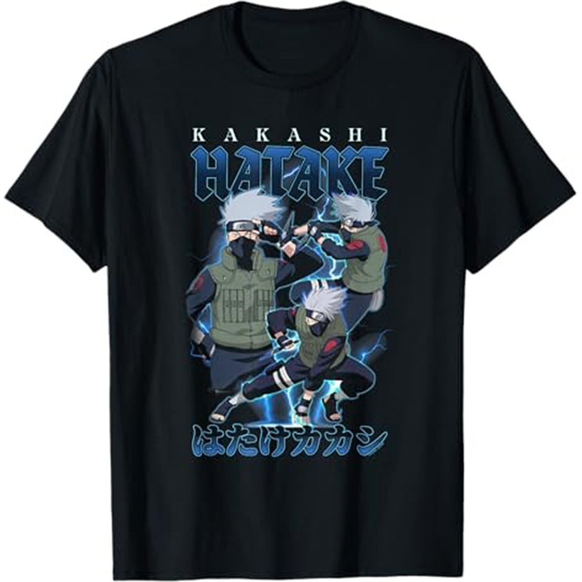 Narutos Shippuden Retro Kakashi Lightning Poses Anime T-Shirt