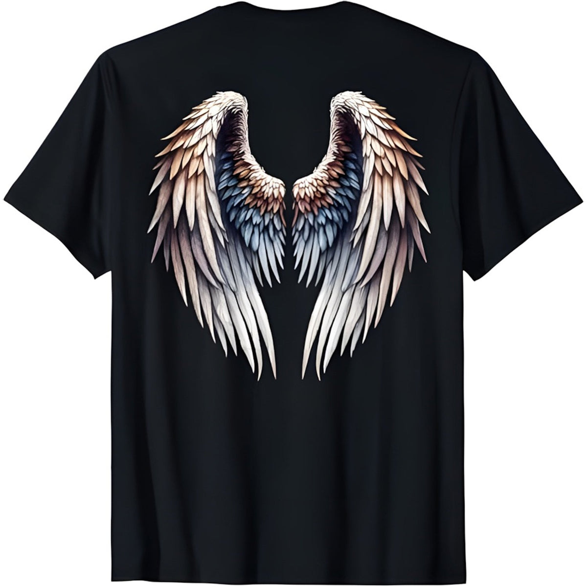 Natural color Angelic Wings print on the back for men women T-Shirt